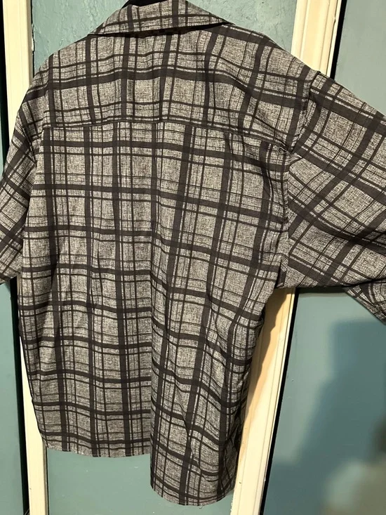 TRUST Men's Gray Plaid Button-Up Shirt - XXL